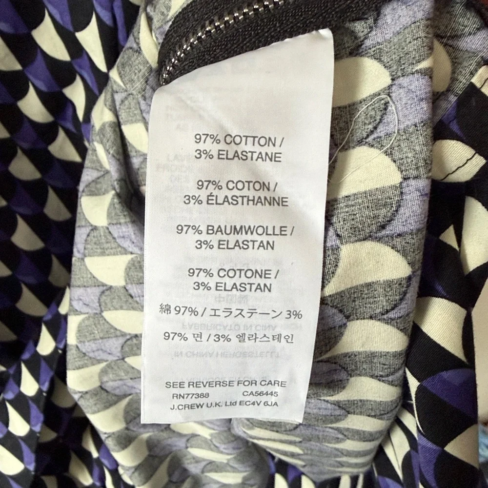 J. Crew Jet Set Geometric Print Shift Dress size 12 Purple White‎ Black
